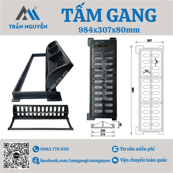 Tấm gang thoát nước 984x307